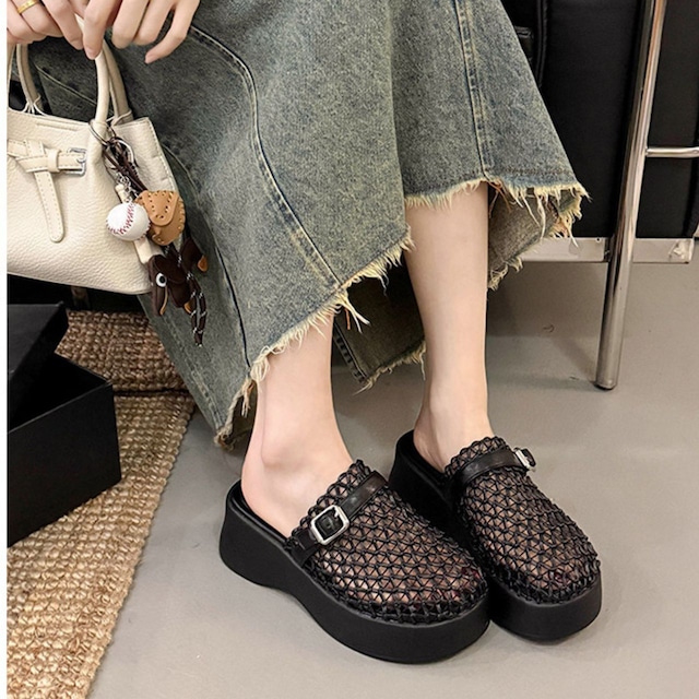 メッシュベルトプラットフォームサンダル 2col R02270