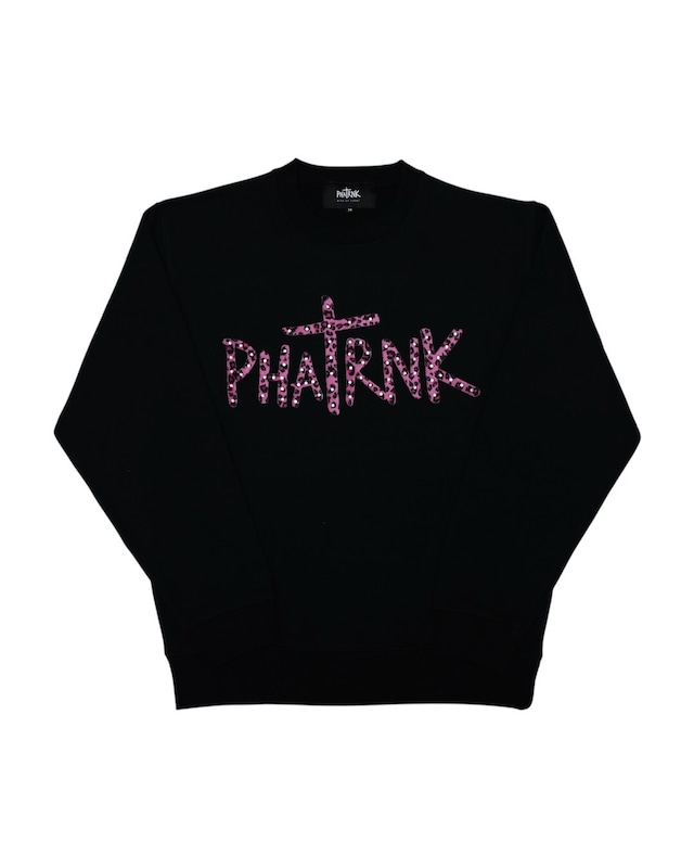 PHATRNK LEOPARD RHINESTONE PILE SWEAT SHIRT