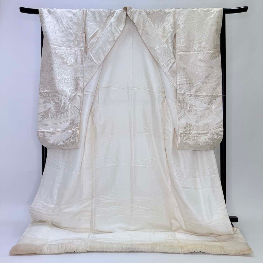 白打掛け 掛け下 襦袢 掛下帯 筥迫セット ホワイト 鶴 吉祥文様 花嫁