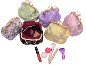 [JERI MARL] がま口 ポーチ レース 意匠登録 (ブラック) 工房 手作り 日本製 エコパッケージ MX-0032-247