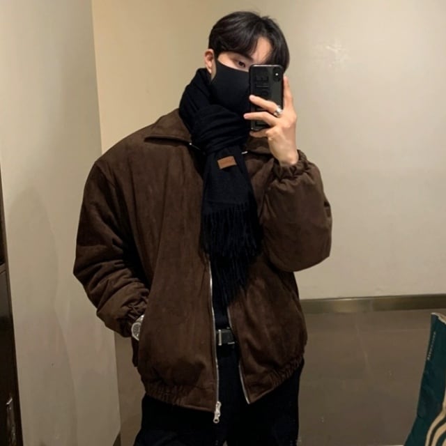 【予約販売】ジャケット メンズ アウター ジップアップ ブラック ブラウン シンプル ショート丈 メンズ レトロ クラシカル お洒落 こなれ感 シック トレンド 秋 春 M/L/XL