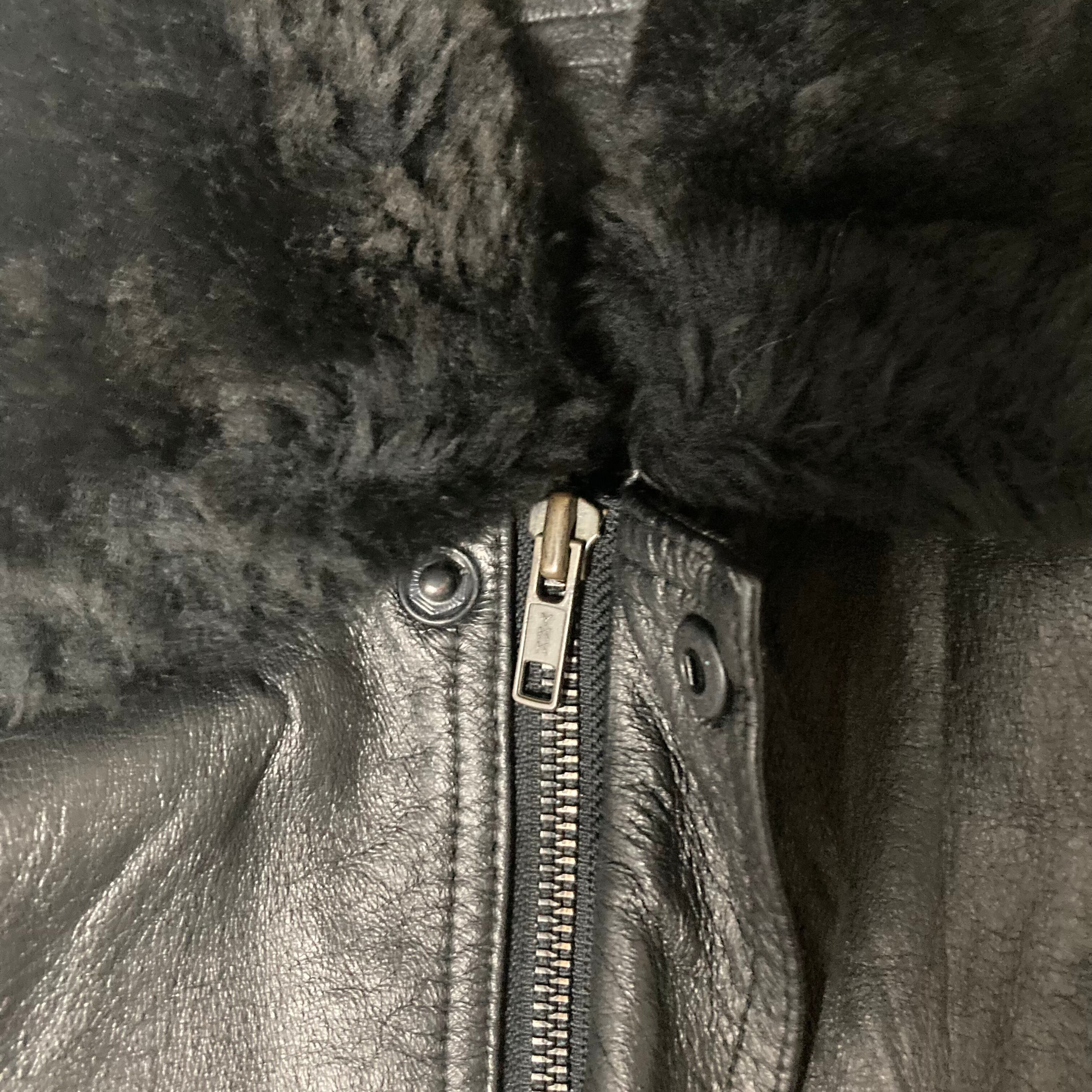 old leather  shearling jacket  レザージャケットＬ