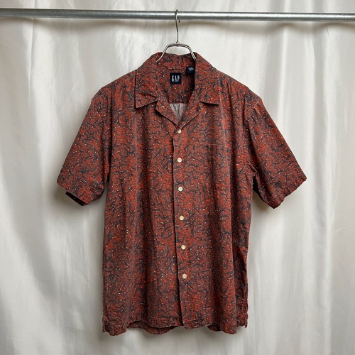 GAP　開襟　総柄　胸ポケット　半袖シャツ　M