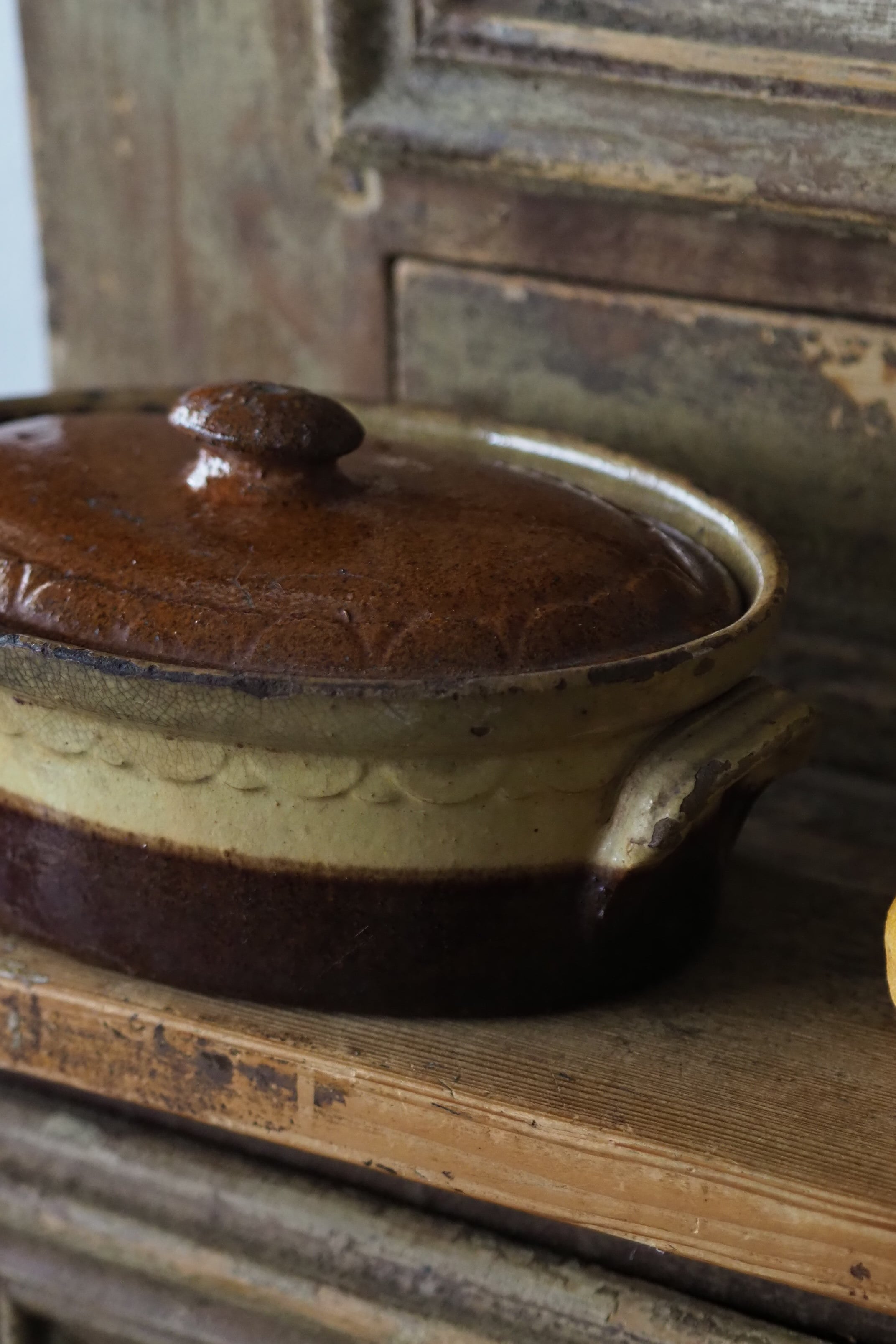 ブラウントーンのテリーヌポット-antique pottery pot | アンティーク