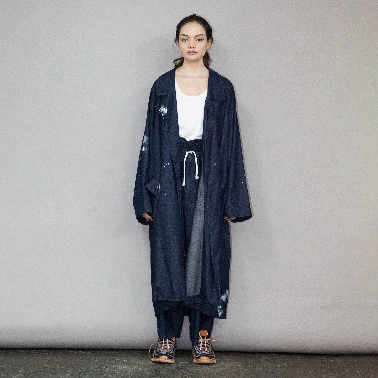 my beautiful landlet 8oz DENIM LONG COAT(INDIGO/ONE WASH) | IAAAM