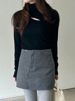 【即納】monotone gray mini skirt
