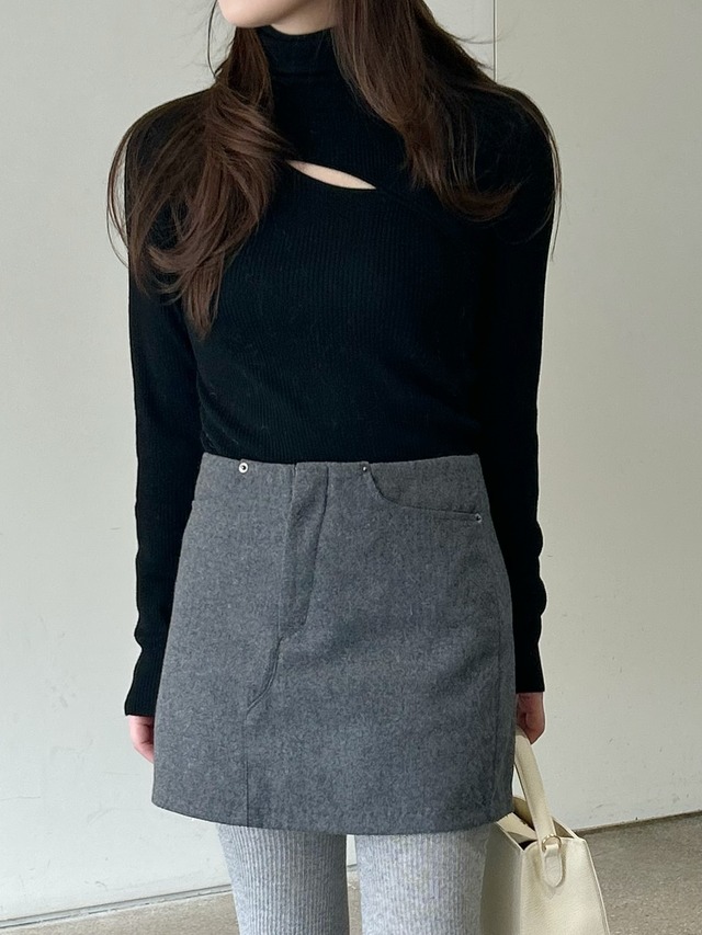 【即納】monotone gray mini skirt