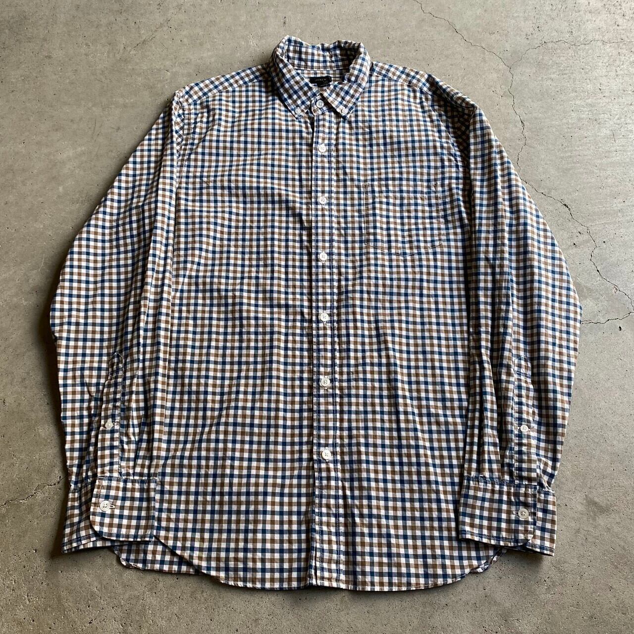 J Crew Jクルー 長袖 ボタンダウン チェックシャツ メンズm 古着 B D シャツ ブラウン ブルー マチ付き 長袖シャツ Cave 古着屋 公式 古着通販サイト