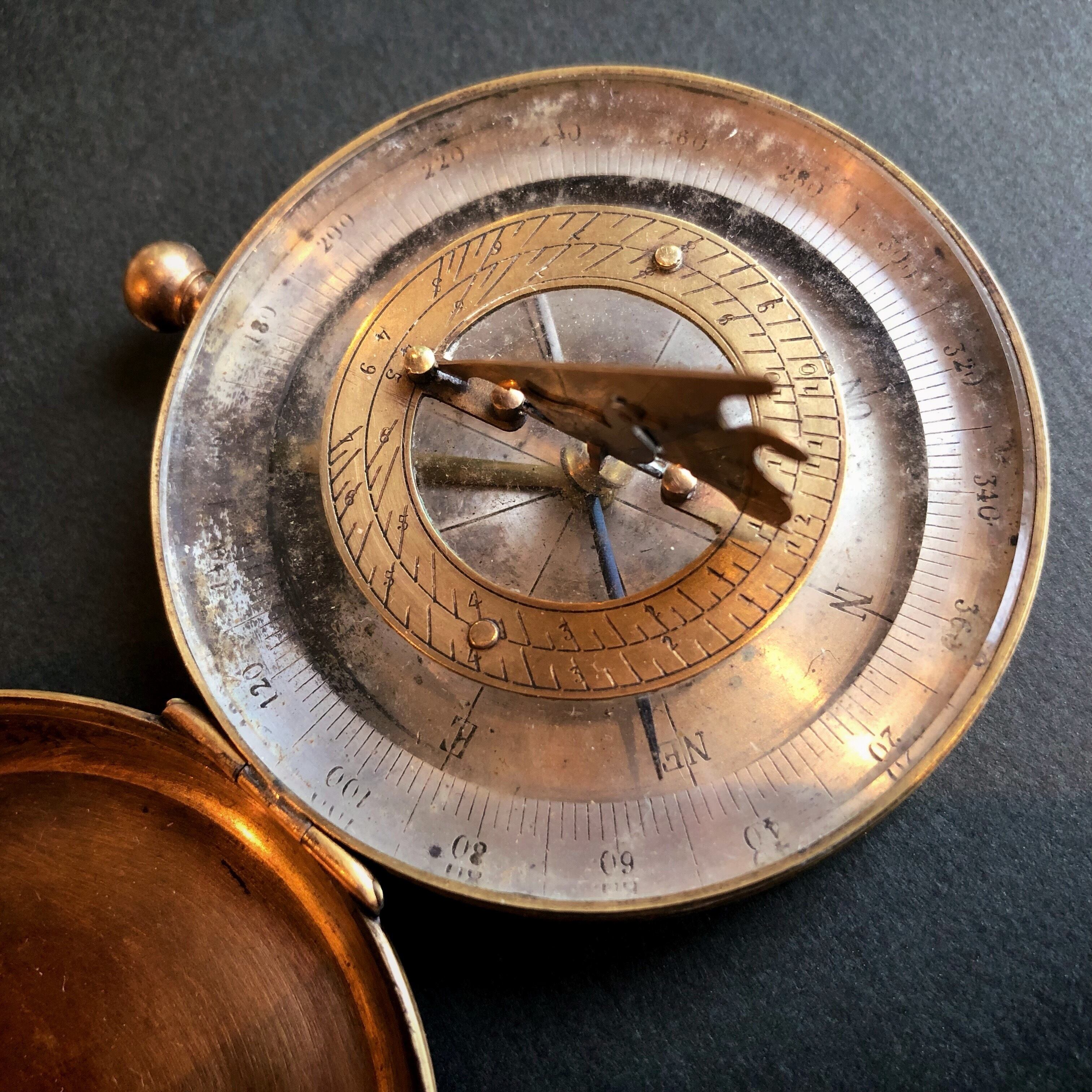 希少！アンティーク方位磁針 日時計付き方位磁針 | メルキュール骨董店