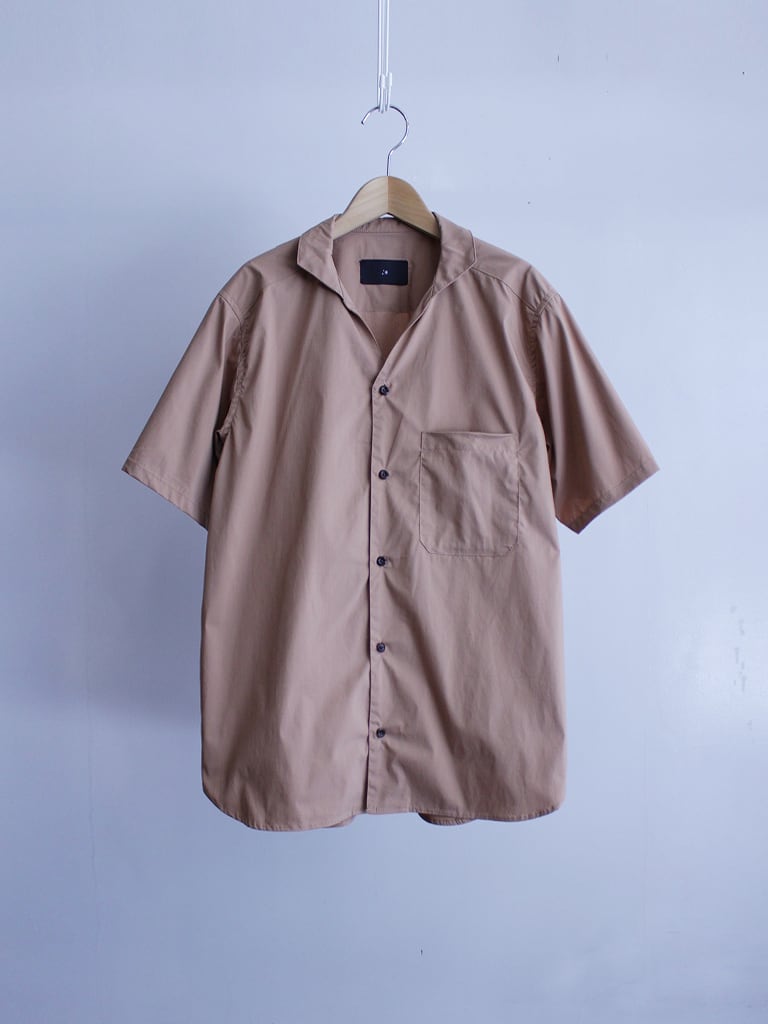 Garage.U.W WEATHER CLOTH ECHOES SHIRT SSLEEVE (NUT BUTTON) GREYPINK