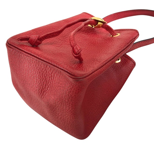 Christian Dior クリスチャン ディオール ハンドバッグ レッド オーバル レザー ミニバッグ 巾着 vintage ヴィンテージ オールド 46ensx