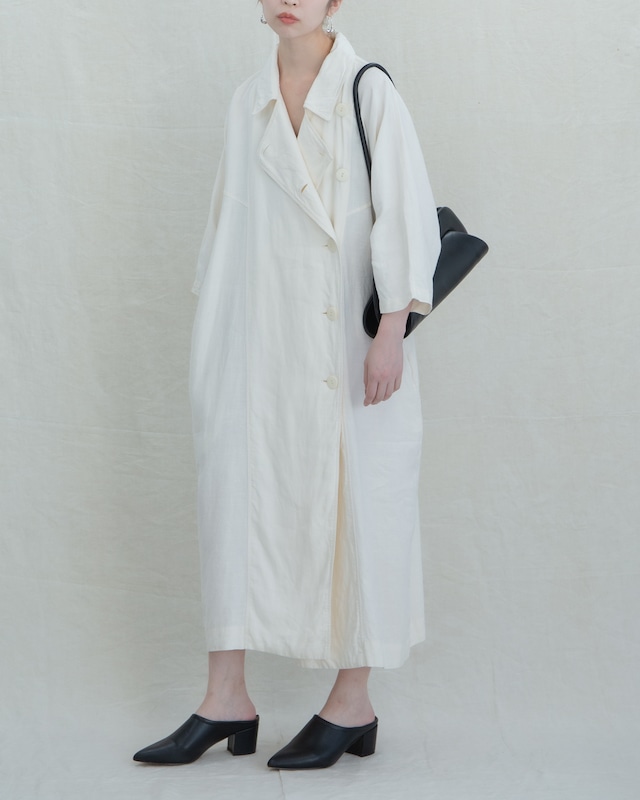 1980s linen wide coat dress