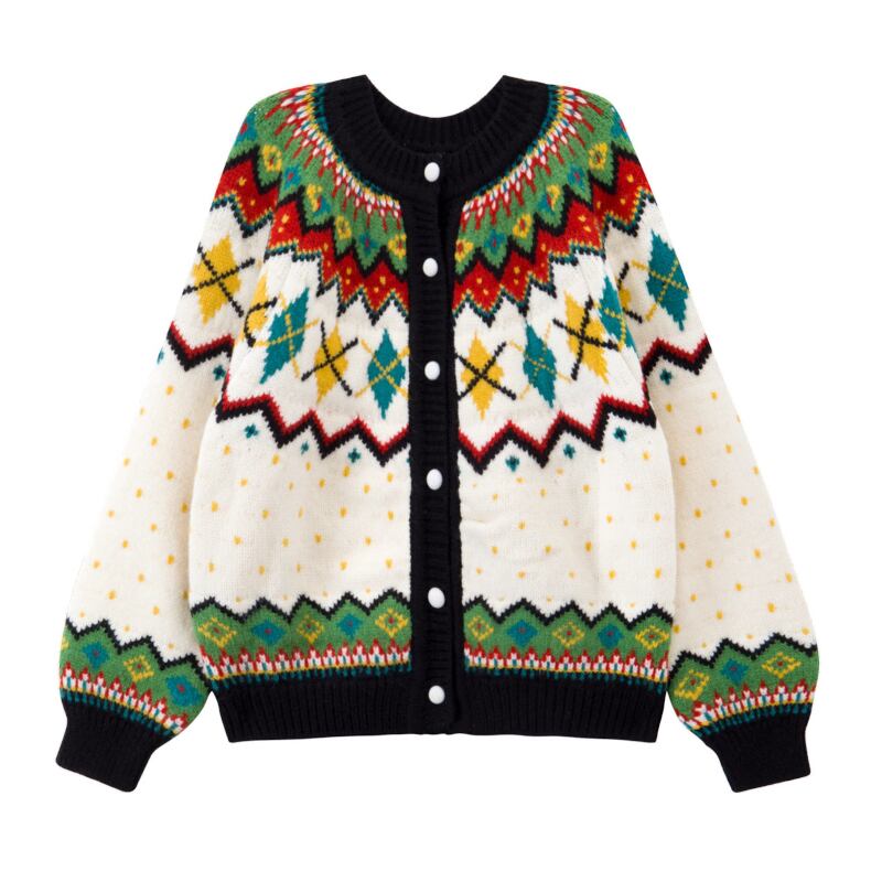 Retro Argyle Fair Isle Cardigan S0170