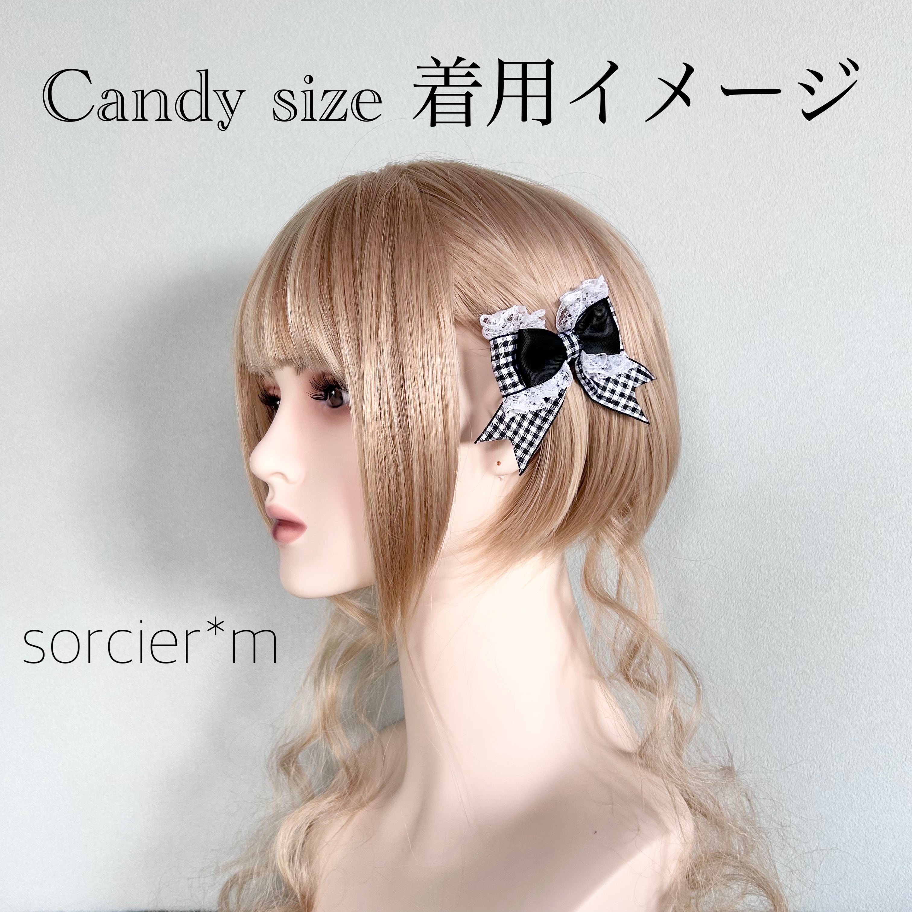Candy strawberry ぷち苺×お花 リボン ヘアクリップ ♡ ギンガム