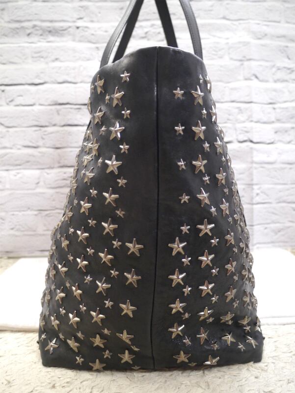 【美品】ジミーチュウ JIMMY CHOO トートバッグ ピムリコ スタッズ 黒 美品☆JIMMY CHOO ジミーチュウ PIMLICO ピムリコ M メンズ 大