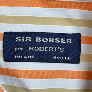 【SIR BONSER】イタリア製 ストライプシャツ ボタンダウン マルチカラー 長袖シャツ カジュアルシャツ L ビッグサイズ 春物 MADE IN ITALY ヨーロッパ古着 EU古着