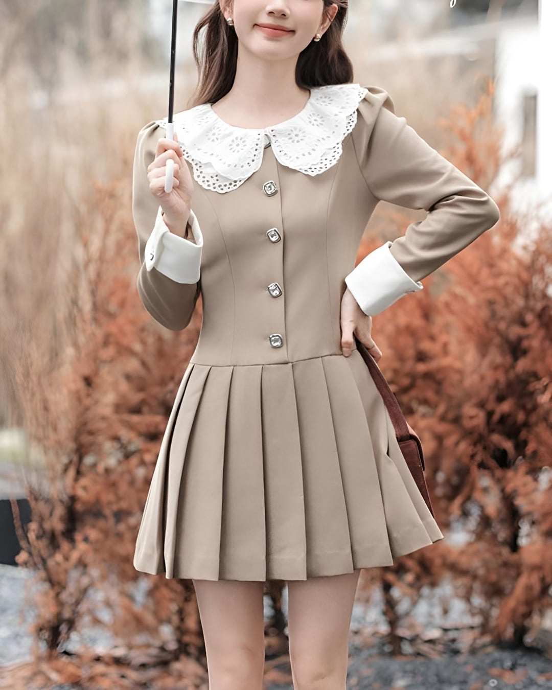 レースドールカラープリーツワンピース 24WP08098