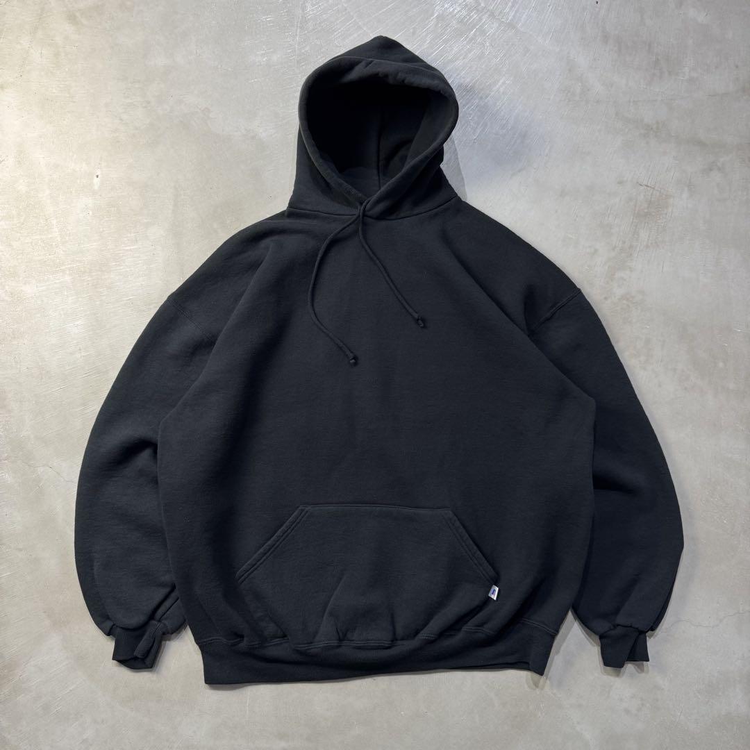 90s RUSSELL Hoodie ”BLACK” 無地 黒 USA製