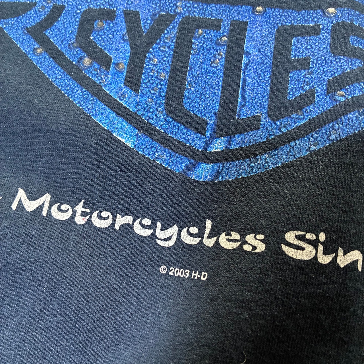 00s メキシコ製　Harley-Davidson Y2KTシャツ　バーアンドシールド　ウィング　ネイビー　