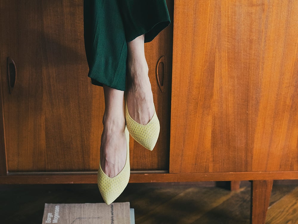 バレエシューズ offen plain rectangular pattern /Yellow plain rectangular pattern / YELLOW & KHAKI | Offen