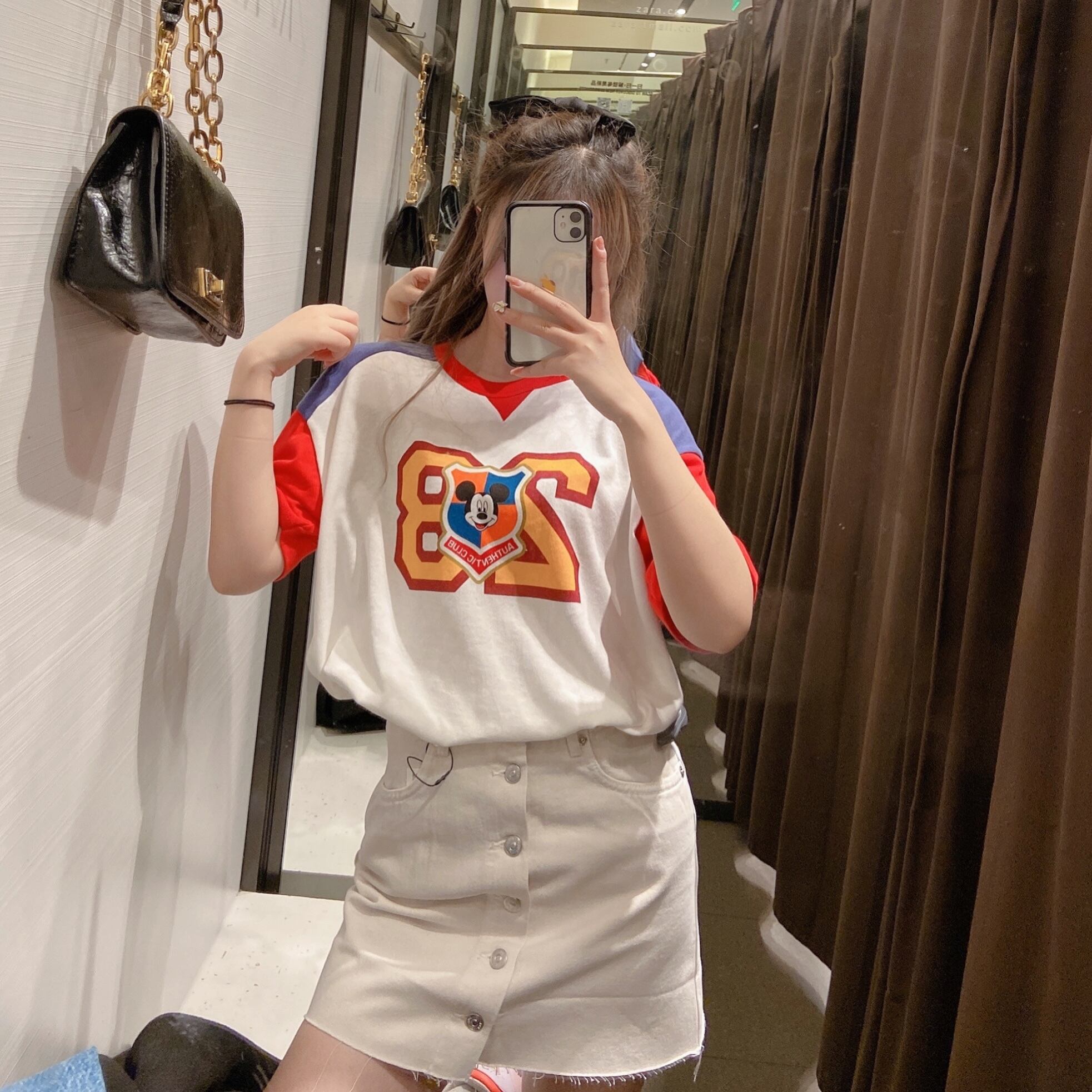 プリント柄カラーラグランTシャツ コットン アイドル ジャケット プリント柄カラーラグランTシャツ コットン アイドル ジャケット