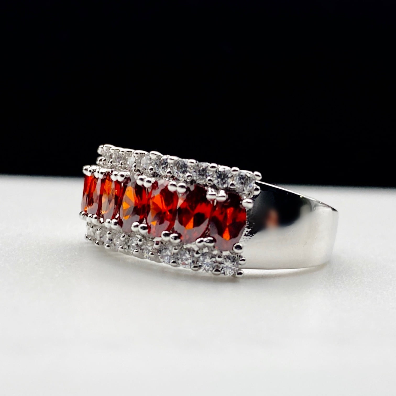 シルバーリボンリング ｜SV950 × ガーネット（12.5号）