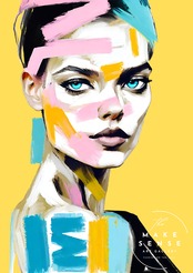 COLOR MODE｜色彩で魅せるモダンポートレートアート｜洗練と感情が交差する現代アートポスターA4ポスター