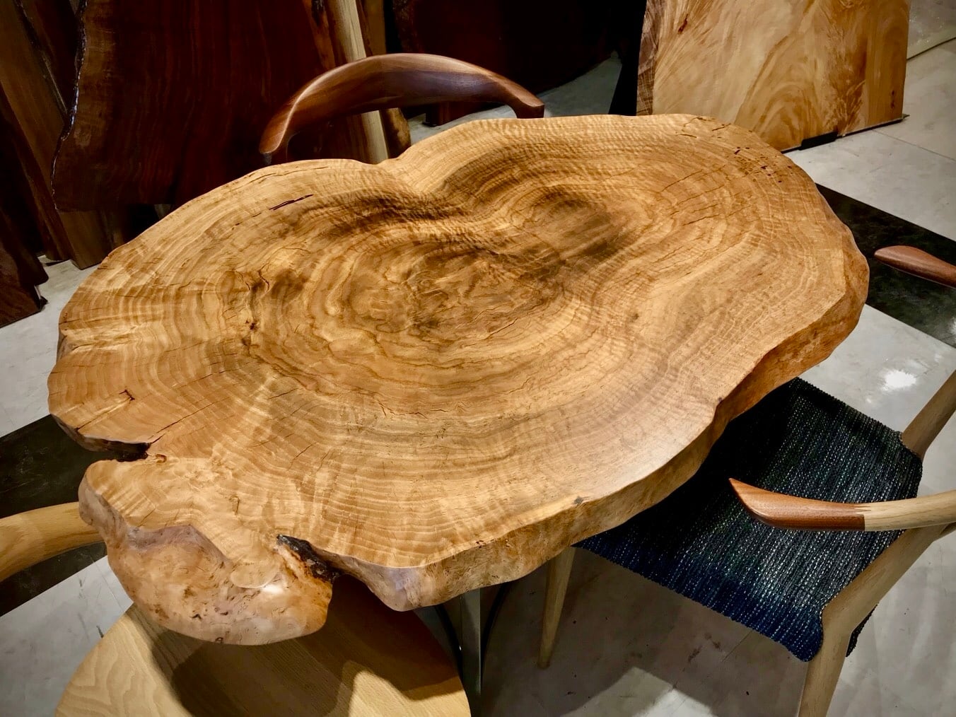 輪切り】楢（ナラ）_1100×700×43_横浜元町店_テーブル天板/一枚板