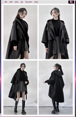 JIYEIND ミッドスリーブ フード付きジャケット