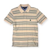 Brooks Brothers ブルックスブラザーズ slim fit ボーダー 鹿の子 半袖 ポロシャツ S /ベージュ/メンズ