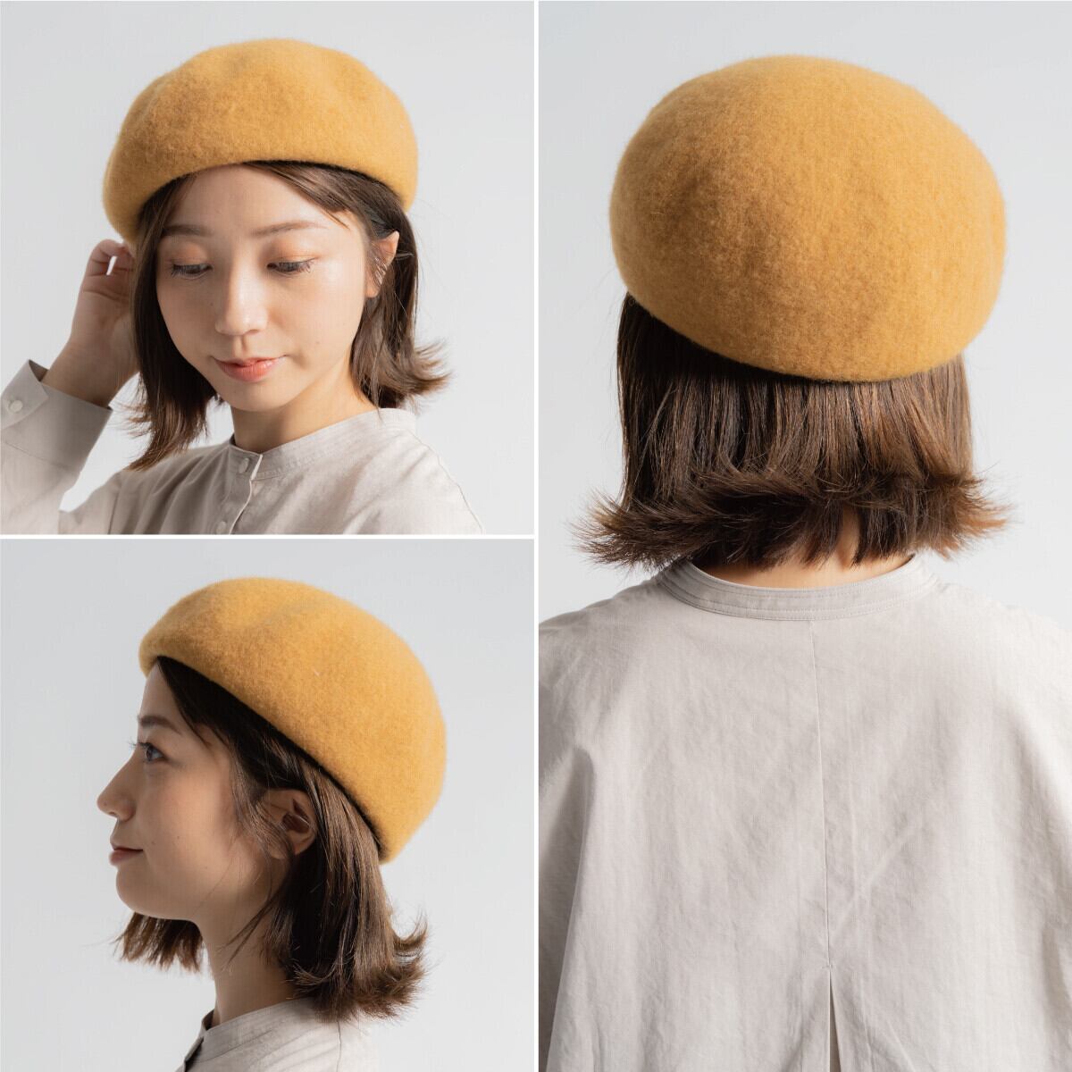 秋冬フェルトベレー帽 マスタード 暮らし道具と服のお店 Zoo