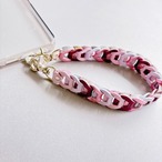 Leather chainスマホハンドストラップ(ピンクワインカラー)