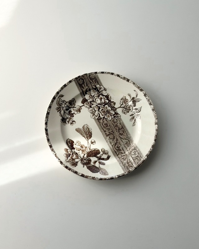 Émile Bourgeois エミール・ブルジョワ　/  お花とレースの平皿プレート　φ23.5cm　(a)