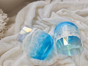 405.オーシャンレジンアート ブルー ペアグラス
