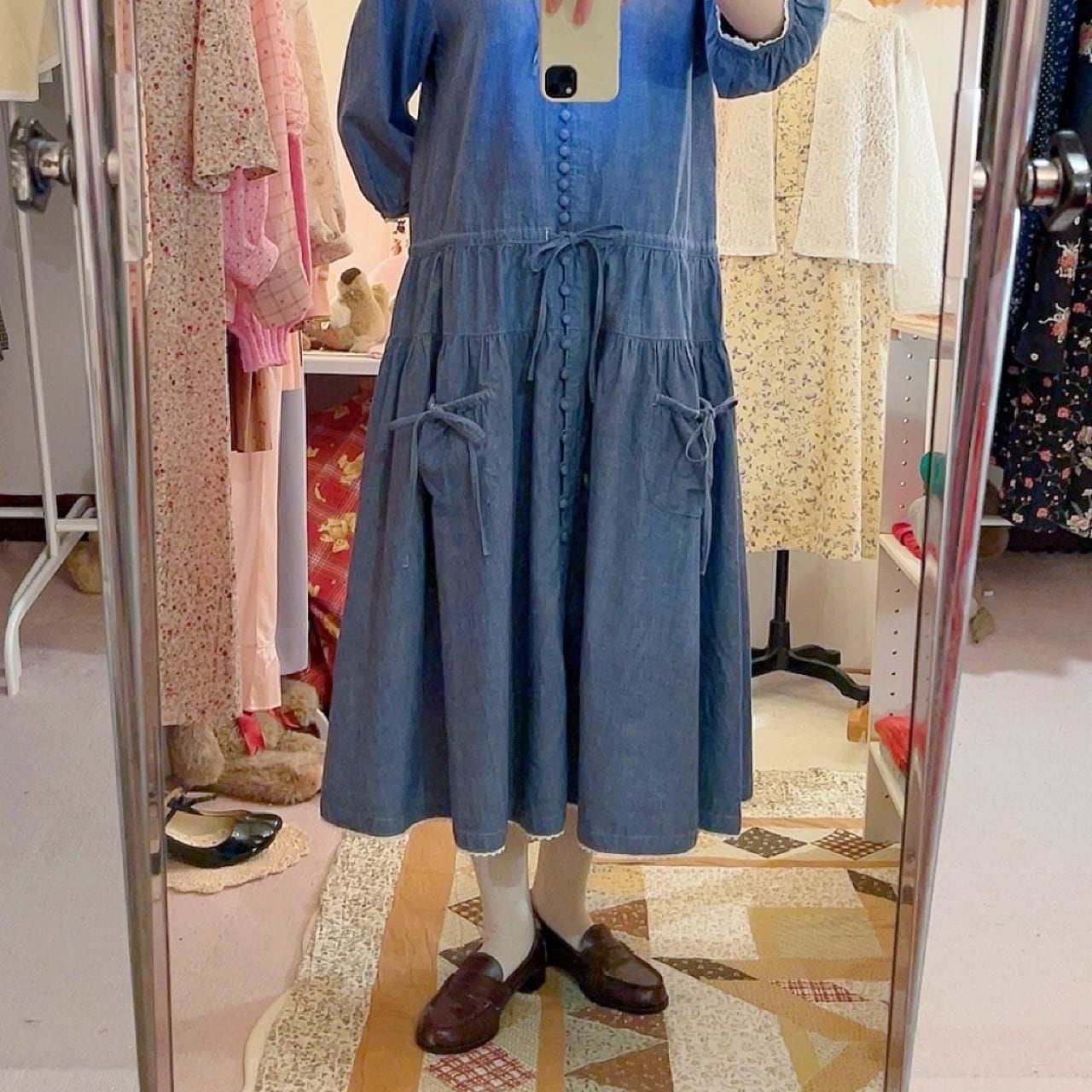 PINKHOUSE / dungaree ribbon gather one-piece