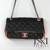 CHANEL シャネル マトラッセ ラムスキン シングルフラップ ダブルチェーン ショルダーバッグ マルチカラー シルバー金具 23番台