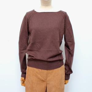 SILVIAN HEACH ブラウンカシミヤ入りラメラインポイントセーターITALY; GPA25241 ¥29,000＋tax