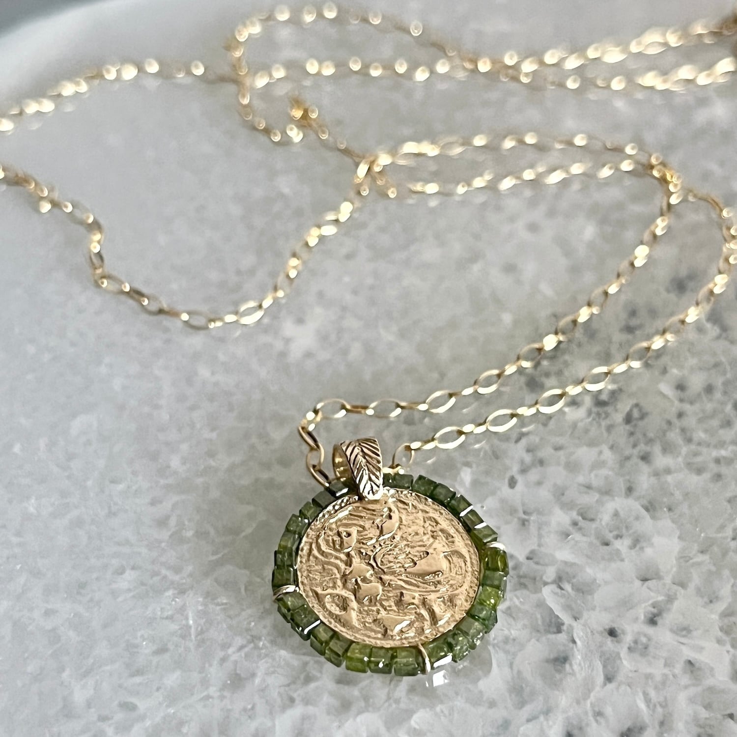 K10xGR Diamond Etched Pendant -Siren / 10金xGRダイアモンド