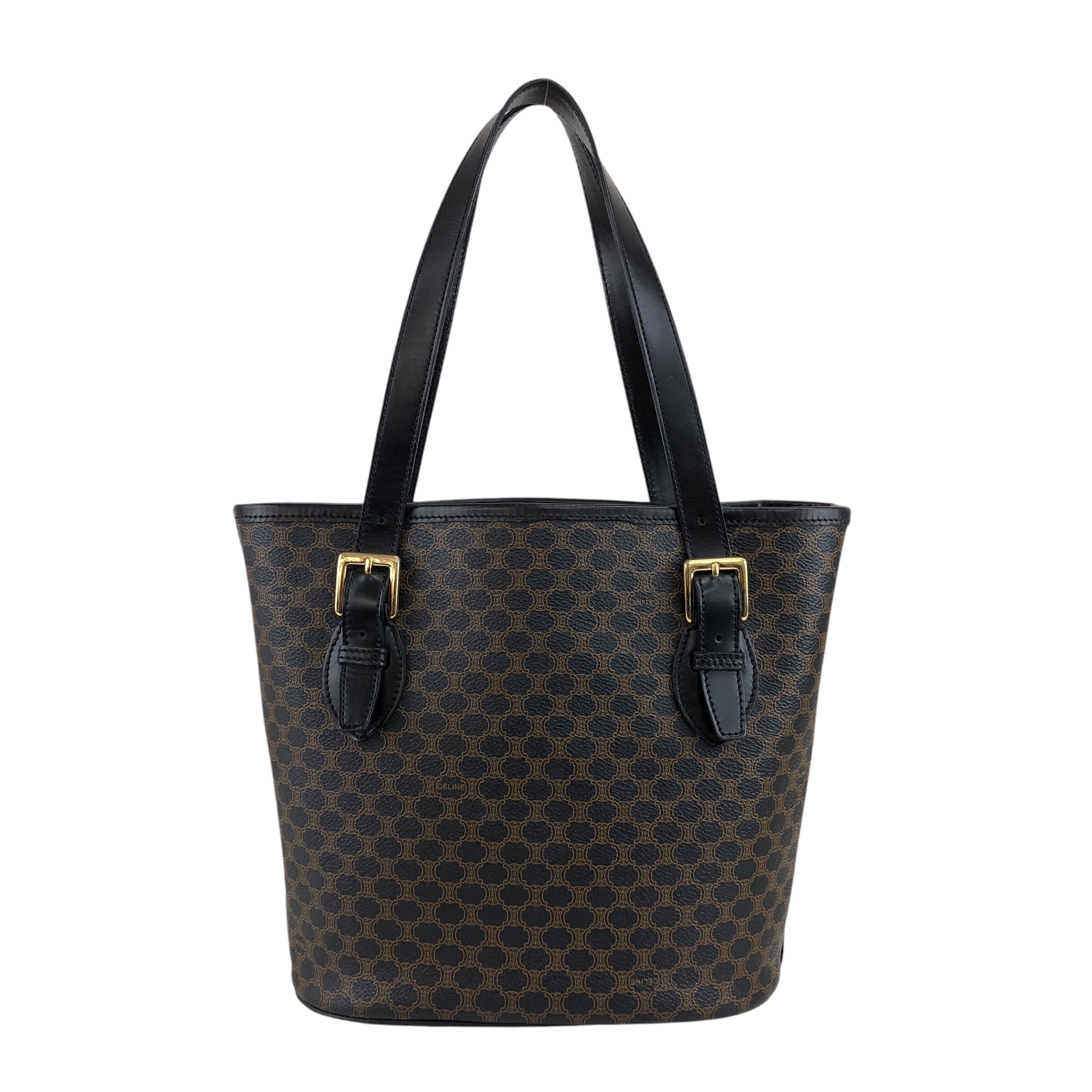 セリーヌ　CELINE トートバッグ　黒マカダム　マカダム大容量　PVC レザー CELINE セリーヌ マカダム トートバッグ ブラック PVCレザー MC99