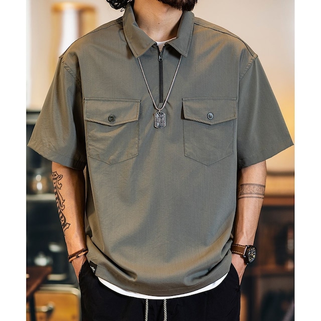 ハーフジップ半袖ポロシャツ 225231