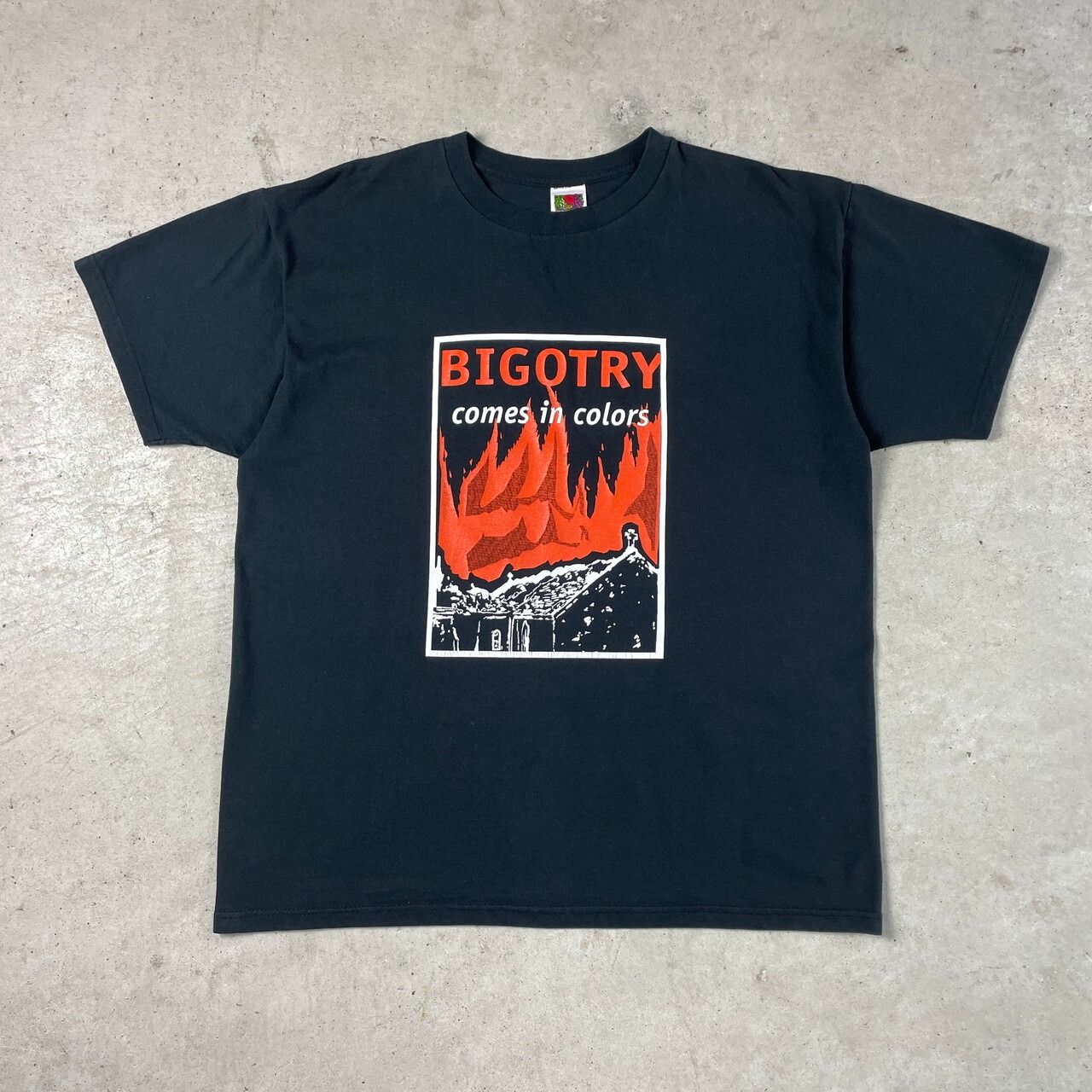 00年代 BIGOTRY COMES IN COLORS メッセージ プリントTシャツ メンズXL 