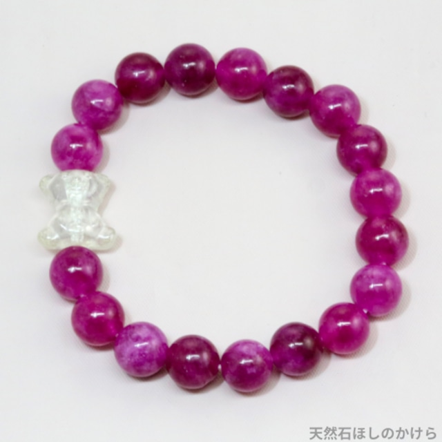 ピンクトルマリンとテディベアのブレスレット(786)【ストレス解消・愛情・美容・癒し】