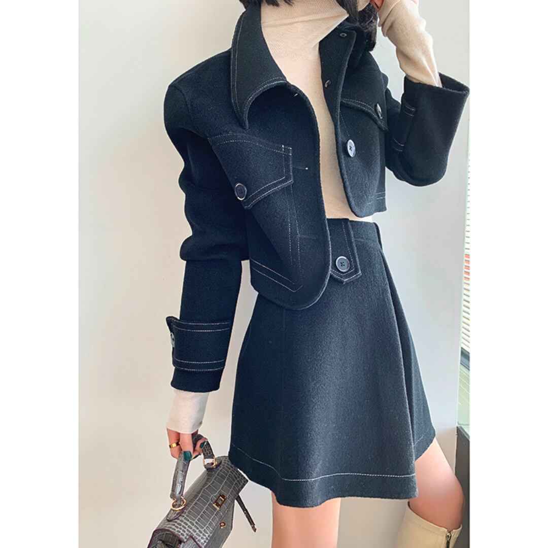 ウール 台形ミニスカート_S37