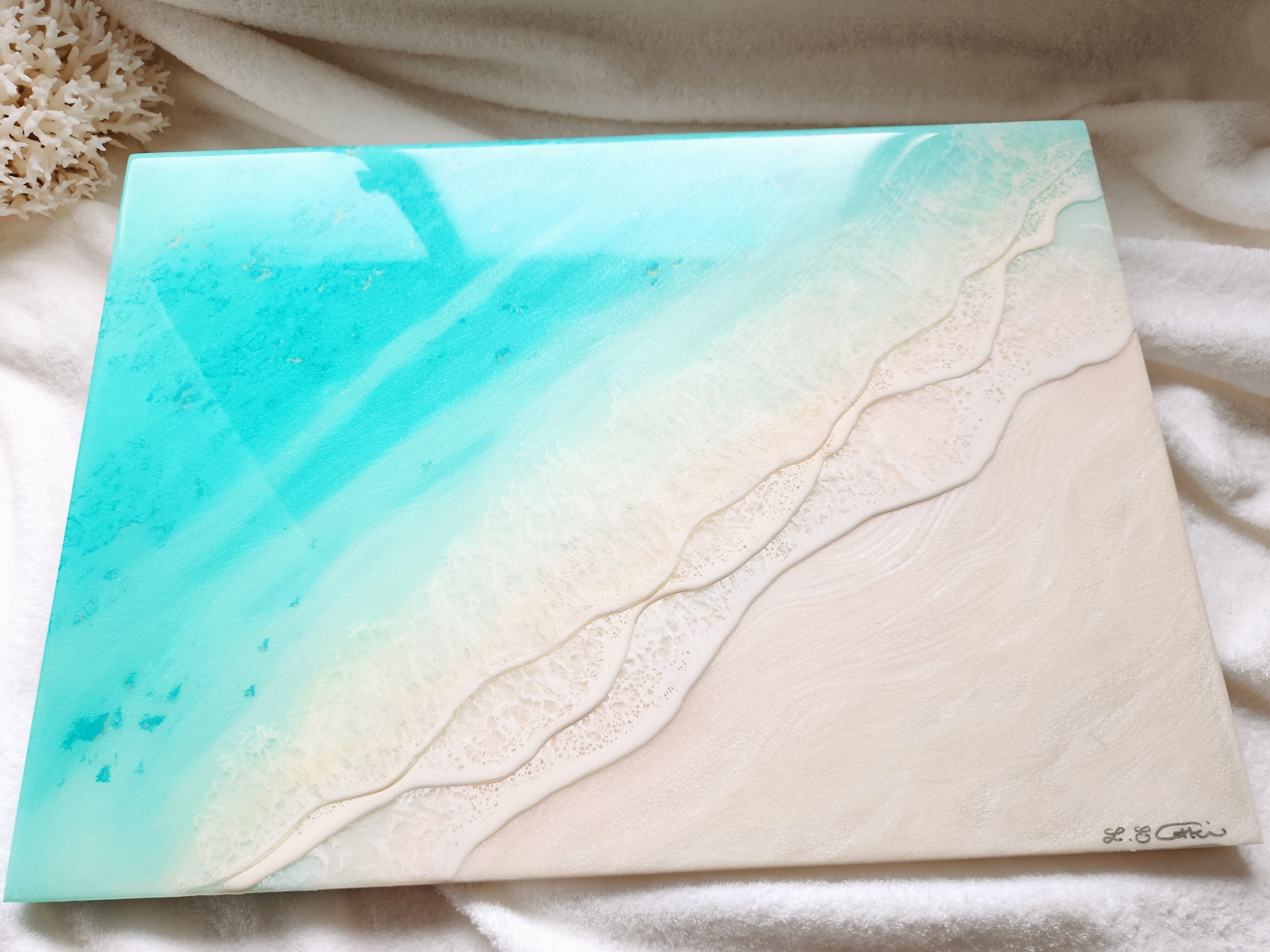 341.オーシャンレジンアート B3パネル(コーラルパターン)