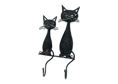 フック　アイアン猫しっぽ　二匹ネコ