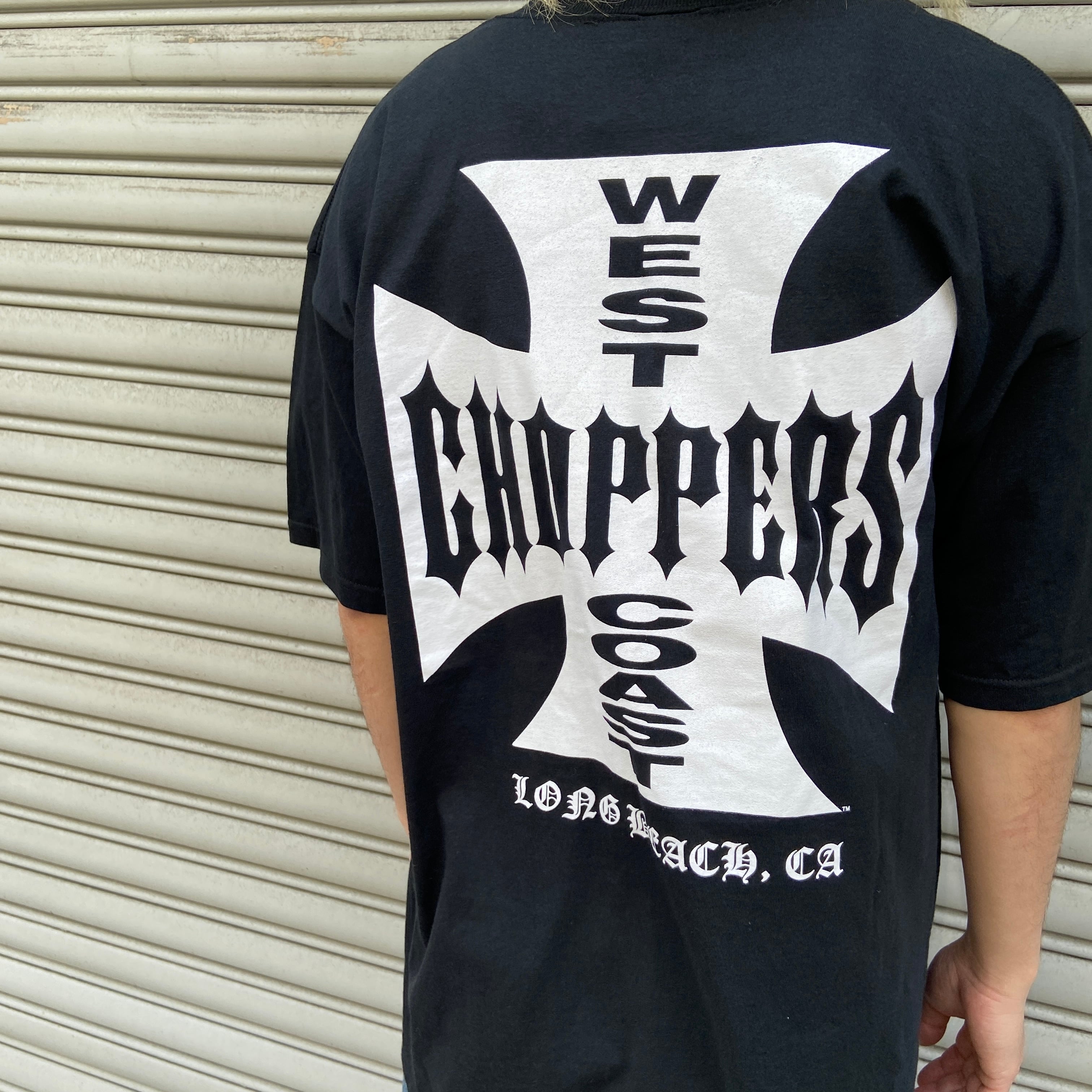 00S ウエストコーストチョッパーズヴィンテージTシャツ XL 00s ウエストコーストチョッパーズ アイアンクロスTシャツ 両面 黒 XL
