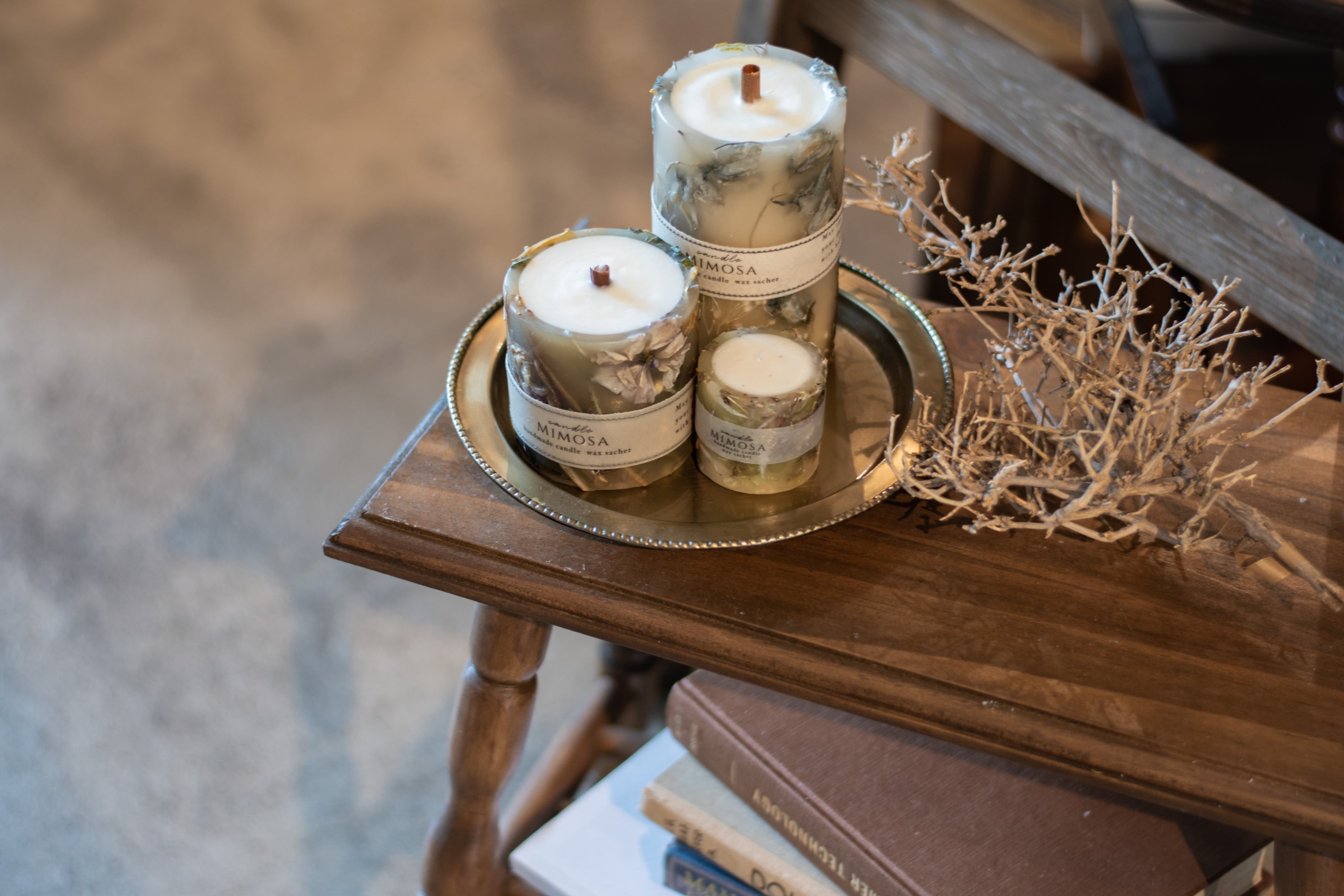 Mimosaの香り】miniボタニカルアロマキャンドル/φ5×5cm | candleMimosa