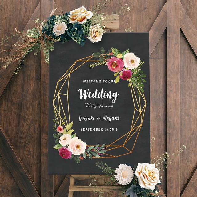 〜modern floral〜 ウェルカムボードgold 