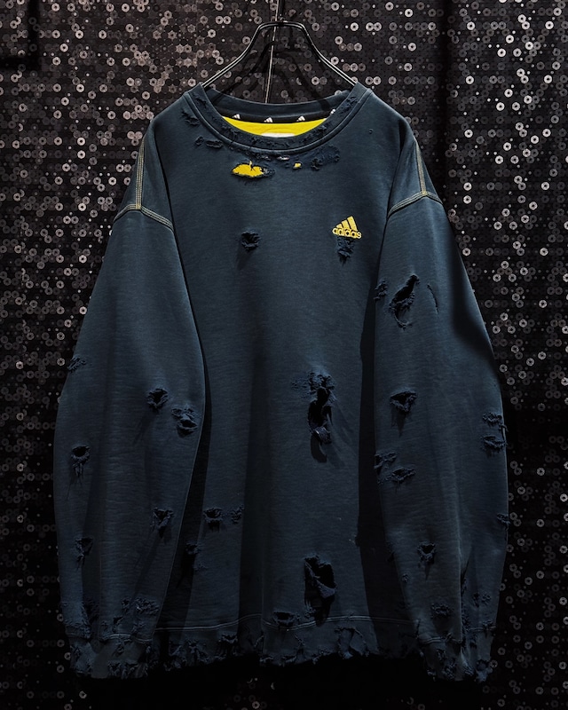 【ÆIEM】original“boro”re:make adidas Yellow Accent Damage Sweat