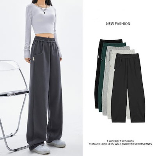 裏起毛 スウェットパンツ 秋冬 ロングズボン ストレートパンツ ハイウェスト ドレープ感 カジュアル ジョガーパンツ